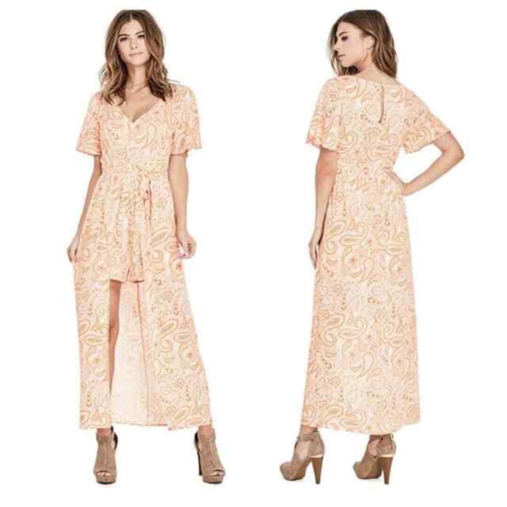 Guess Hope Maxi Romper Paisley Orange & White